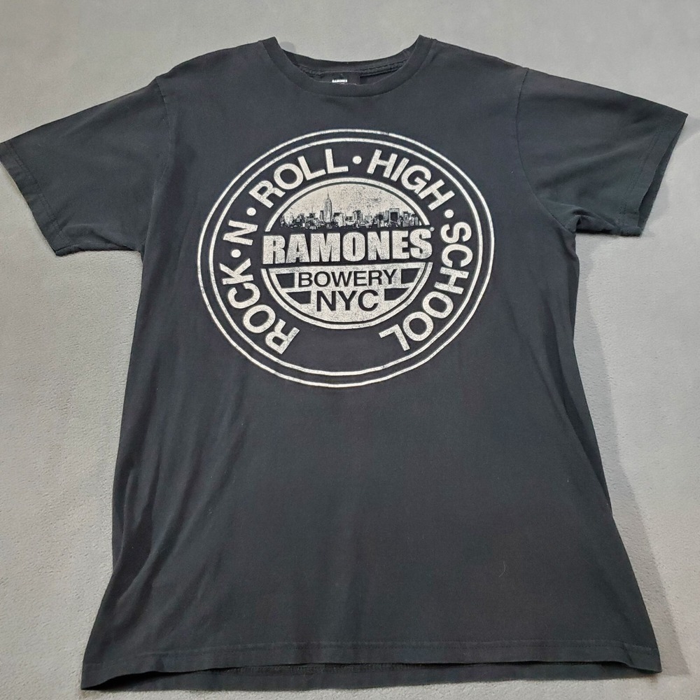 Ramones Shirt Mens Large Vintage Bowery NYC Black 80s Punk Rock Roll High School